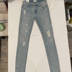 Hudson Nico Midrise Skinny Jeans 24 REF Distressed Paint-Splatter NWT $235